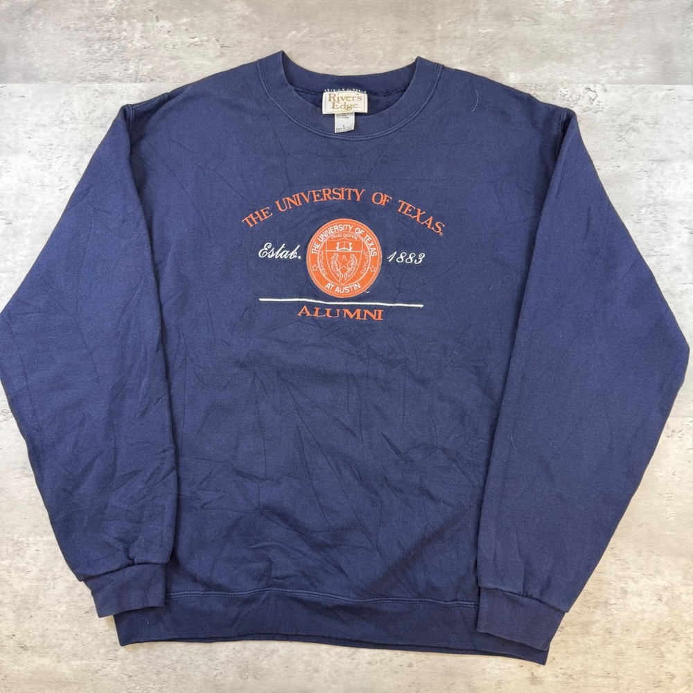 Vintage University of Texas Alumni Sweatshirt Rivers Edge Navy Blue Large USA